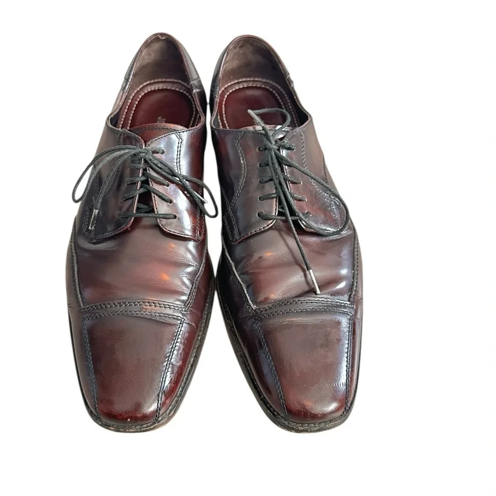 Johnston and Murphy Dress Shoes Burgundy leather tie Oxford Sz 9
